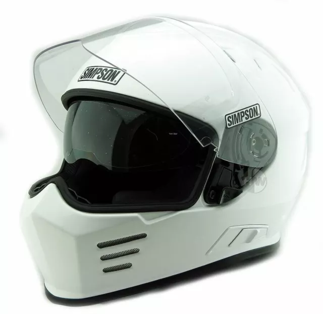 Simpson GHOST Bandit Venom Casque Route Légal Noir Mat Blanc UK S M L XL XXL 3