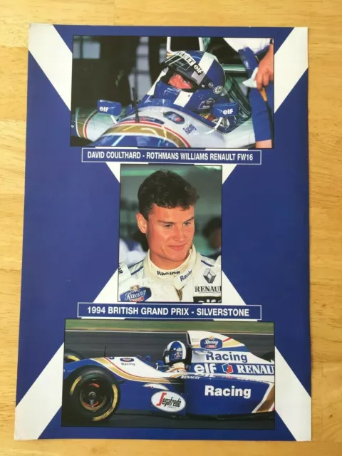 David Coulthard Rothmans Williams Renault Poster Advert Ready Frame A4 Size F