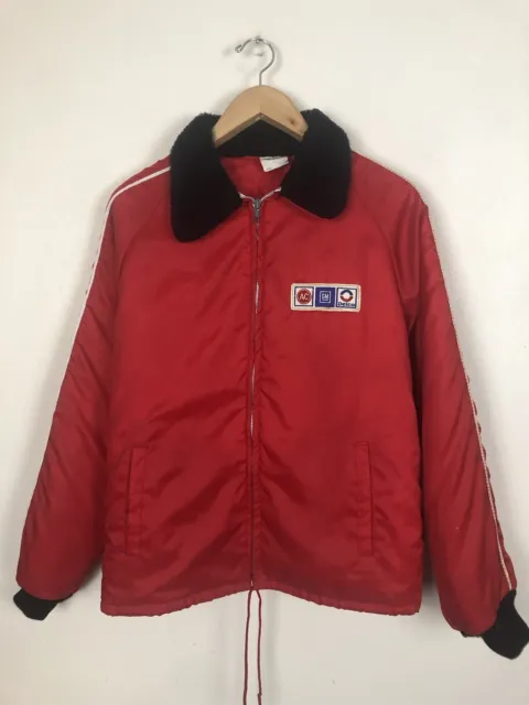 Vintage Horizon Sportswear AC GM  DELCO Auto Sz Large Red Quilted Lined Jacket