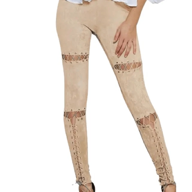 Runaway Faux Suede Cut Out Stitched Pants