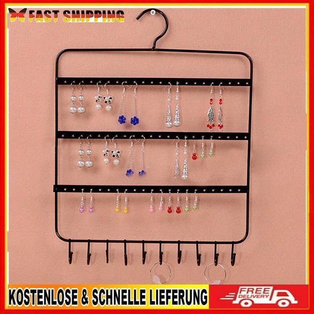 Wall Earring Organizer Hanging Holder Necklace Display Rack Holder (Black)
