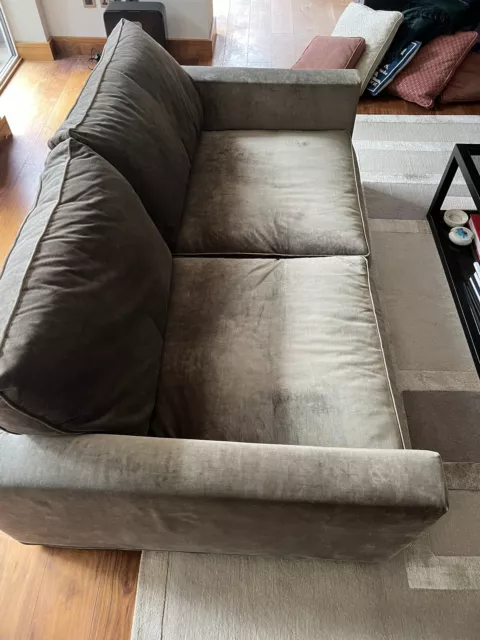 ROCHE BOBOIS Long Island 3 Seater Sofa, Bronze Velvet,Good Condition (rrp £3000)