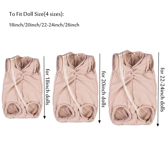 DIY Cloth Body+Zip Ties for 18"-26" Reborn Baby Dolls Supply Repair Full Limbs