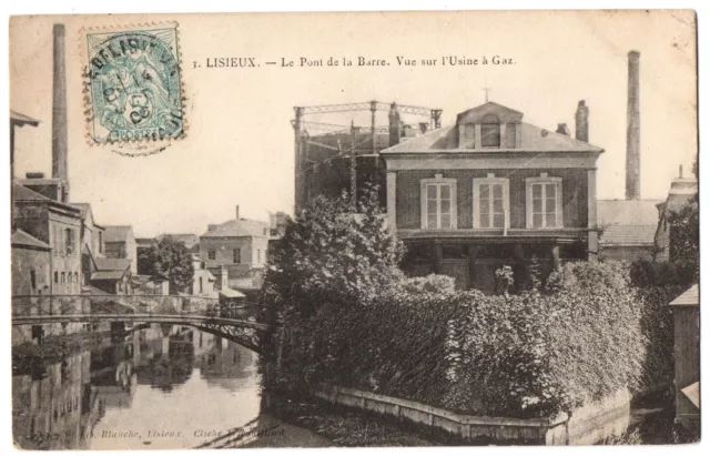 CPA 14 - LISIEUX (Calvados) - 3. Le Pont de la Barre. Vue sur l'Usine à Gaz