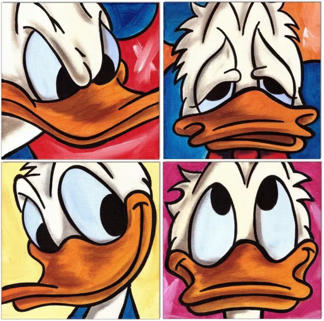 KLAUSEWITZ:ORIGINAL ACRYL GEMÄLDE AUF LEINWAND: DONALD DUCK II /4 Bilder 20x20