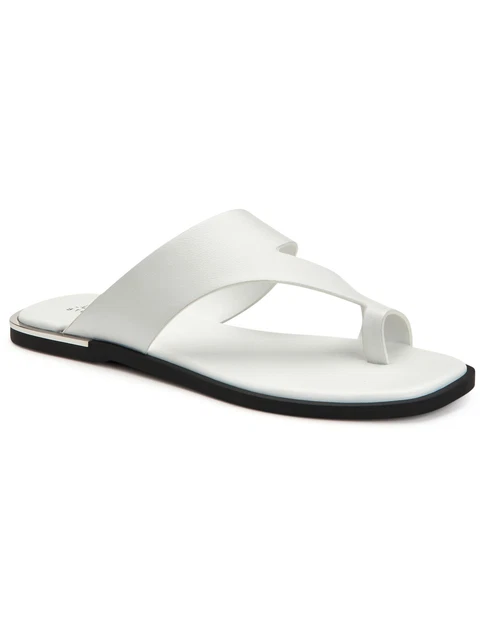 ALFANI Womens White Toe Ring Step N Flex Freddee Slip On Leather Sandals 7.5 M ALFANI Womens White Toe Ring Step N Flex Freddee Slip On Leather Sandals 7.5 M