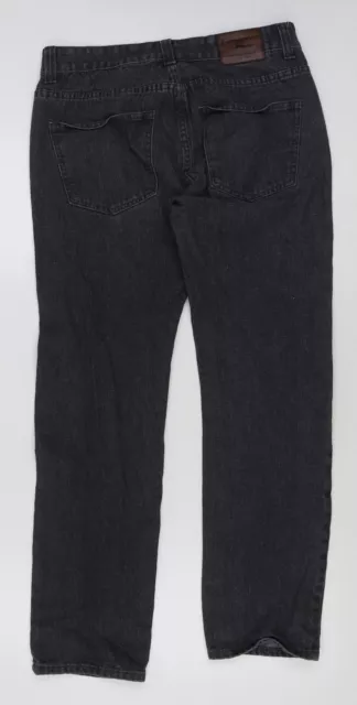 Kangaroo Mens Black Cotton Straight Jeans Size 30 in L30 in Regular Button 2