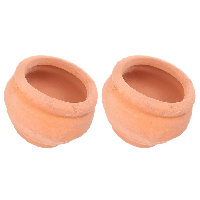 2 Stück kleine Mini-Tontöpfe, Terrakotta-Topf, Keramik-Pflanzgefäß,