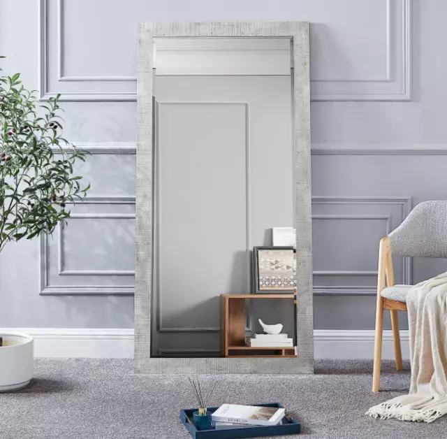 Full Length Mirror Wall Floor Leaning Rustic Grey Weathered Farmhouse Distressed