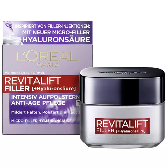 L'Oréal Paris Hyaluron Tagescreme, 1 X 50 Ml Anti-Aging Gesichtspflege Mit Micro 2