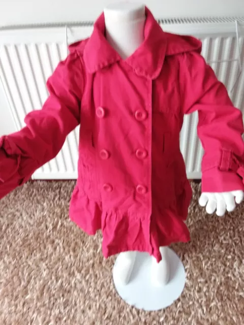 Monsoon - Girls Red Hooded/Lined Coat - Age 3-4 Years