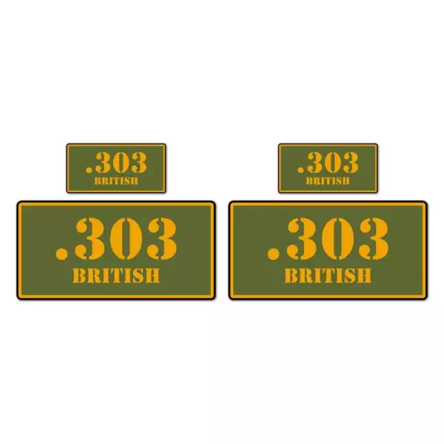 .303 British Ammo Box Set, Vinyl Decal Sticker, 2@ 1"x2" & 2@ 2"x4", #8387