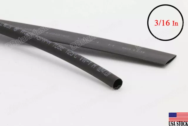 Black Heat Shrink Tubing 3/16"(4.5mm)Diameter x 4 Ft 2:1 Ratio Sleeve Wire Wrap