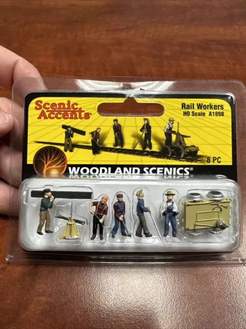 HO Scale 1/87 - Woodland Scenics A1898 Rail Workers Detailed People Figures NEW