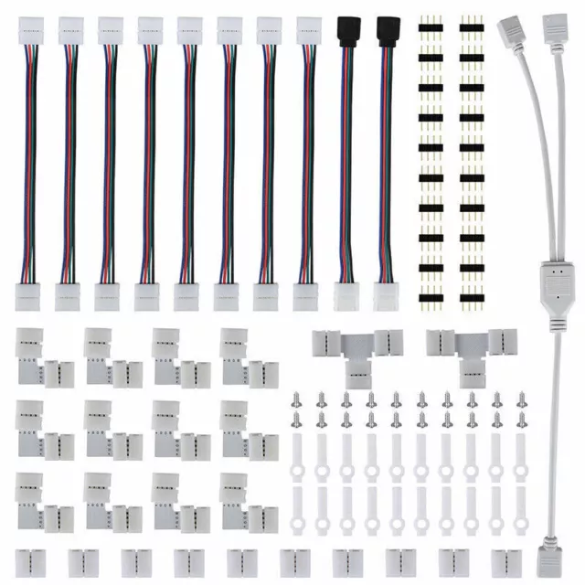 75PCS/Set 4Pin RGB 5050 LED Strip Lights L Shape Connectors Accessories Kit