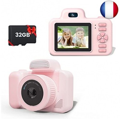 BaFuland Appareil Photo pour Enfants,Appareil Photo numérique Selfie 20MP Cadeau de noël écran de Protection des Yeux IPS de 2,4 Pouces avec Carte mémoire 32G,Cadeau d'anniversaire garçon Fille 