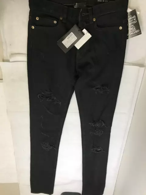 NWT Saint Laurent Paris Women's Ripped Skinny Denim Jeans, Black, Size 26