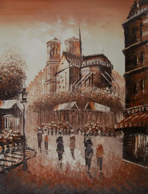 Tableau & Peinture Huile toile: Paysage, Cathedrale Notre Dame de Paris 30X40cm