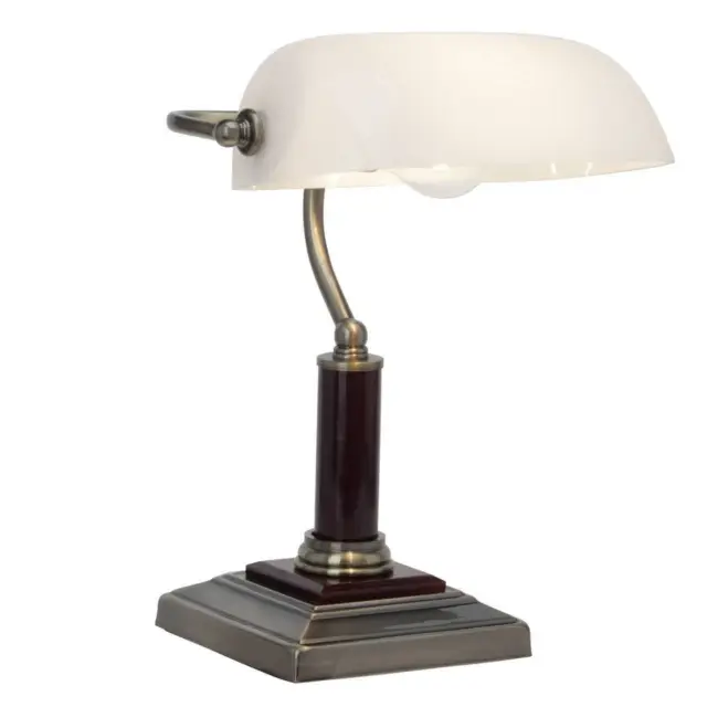 BRILLIANT Lampe Bankir Tischleuchte messing antik | 1x A60, E27, 60W, geeignet f