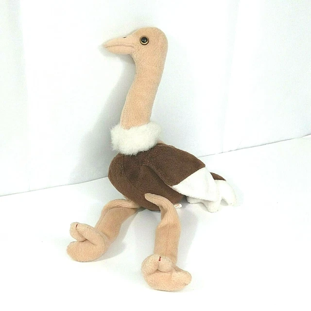 Ty Beanie Babies Plush Stretch Ostrich 1997 Vintage Brown Tan 11.5" Stuffed Toy