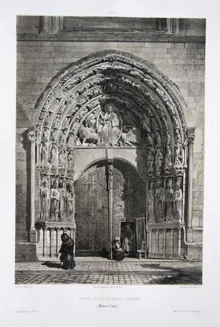 Portail De La Cathedrale D'Angers / Maine Et Loire / Anjou Litografía Wismes