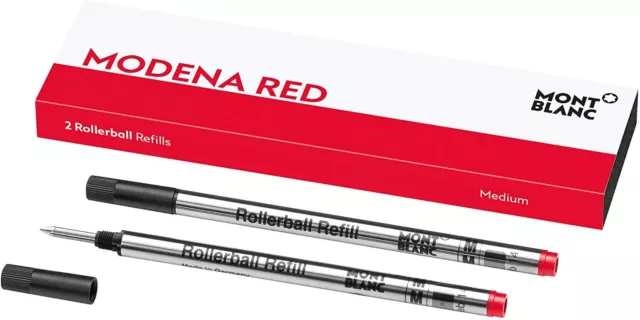 Montblanc  Rollerball  Pen Modena Red  Medium Pt  New In Box 124517   2 Refills