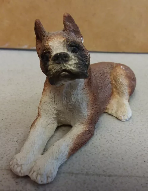 Vintage Miniature 3" BOXER Dog Statue SANDICAST Resin Figurine