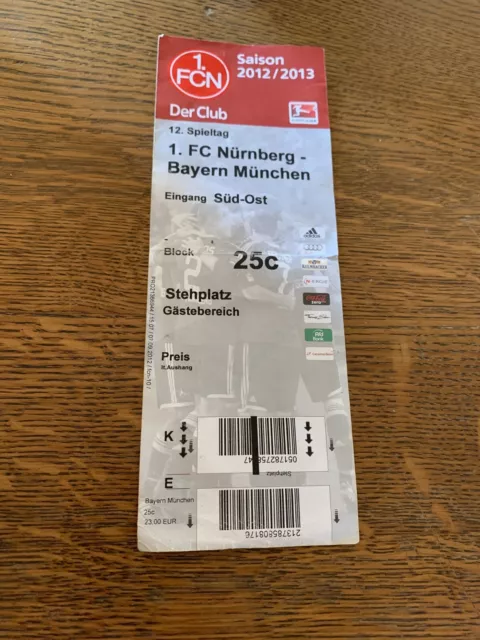 Used Sammler Ticket 1. FC Nürnberg vs FC Bayern München 1. BL Saison 2012/13