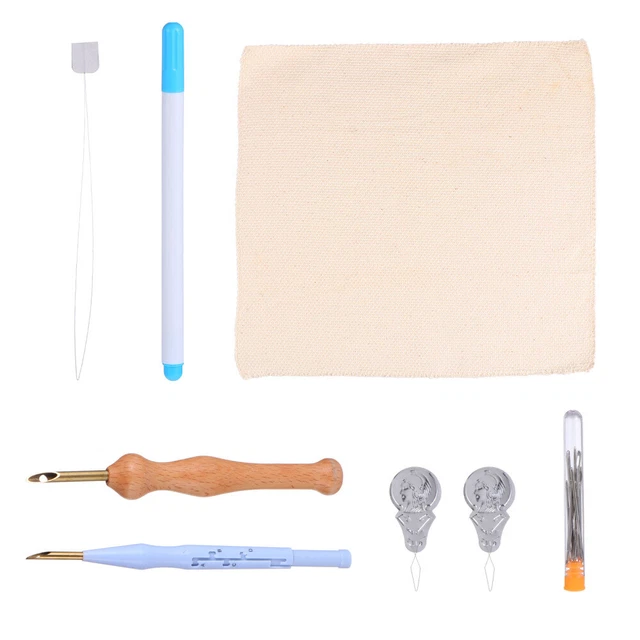Kit de hilo dental bordado bolígrafo de madera Poke bordado