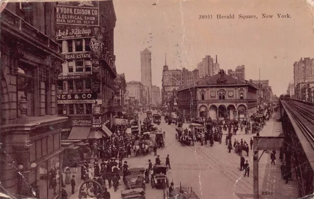 Postcard - Herald Square - Manhattan - New York City - 38951 - 1909 - Shops