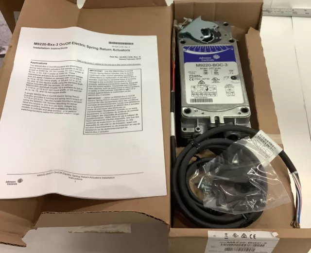 JCI M9220-BGC-3 Electric Actuator: Spring Return, On/Off, 177 in-lb, 24V