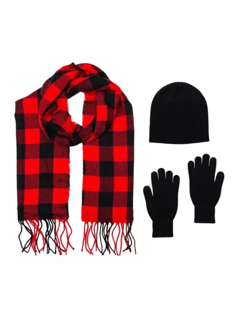 Berkshire Fashions Mens Three Piece Cold Weather Set, Scarf, Hat, Gloves