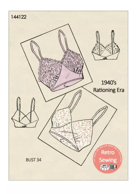 1940'S WARTIME BRA Vintage Sewing Pattern £9.99 - PicClick UK