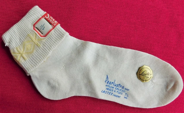 Calzini da ragazza Pearlustra vintage anni '50 INUTILIZZATI taglia 7,5" motivo GIALLO bambini