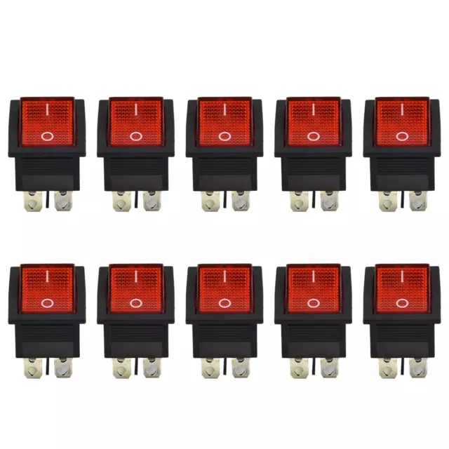Interrupteur basculateur lumière rouge de haute qualité 10 pièces KCD4 DPST 1