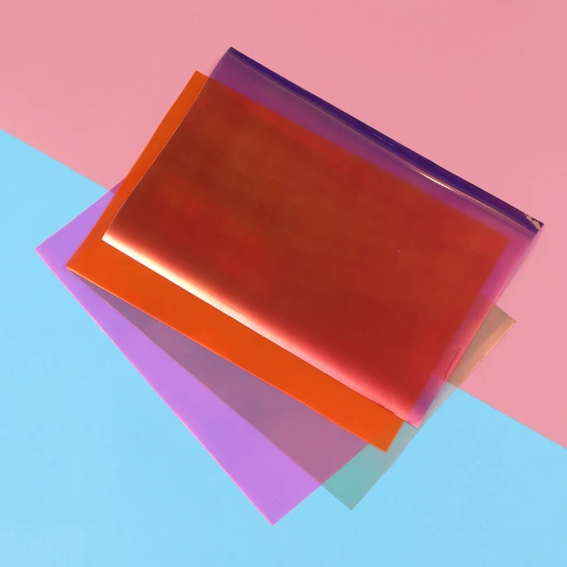 4 hojas A4 transparente arco iris película pvc holograma brillo hazlo tú mismo equipaje vestido
