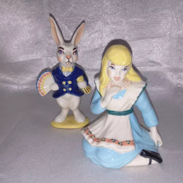 Alice In Wonderland & White Rabbit Figurines Ceramic Arts Studio USA 1940-50s