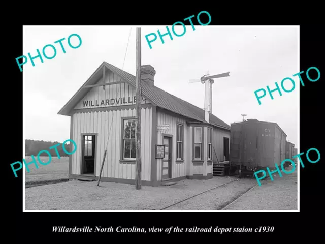 OLD LARGE HISTORIC PHOTO OF WILLARDSVILLE NORTH CAROLINA RAILROAD DEPOT c1930