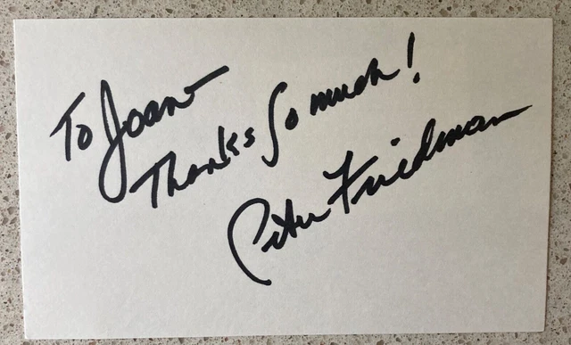 Peter Friedman Signed / Inscribed Index Card 3”X5” TV Brooklyn Bridge / Ragtime