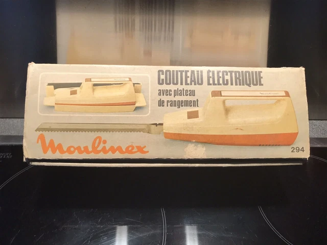 COUTEAU ÉLECTRIQUE MOULINEX VINTAGE ORANGE - MODÈLE 294 - AVEC BOÎTE ET NOTICE