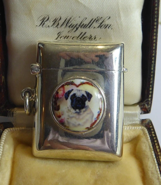 Silver Hallmarked 925 Enamel Dog Vesta Case