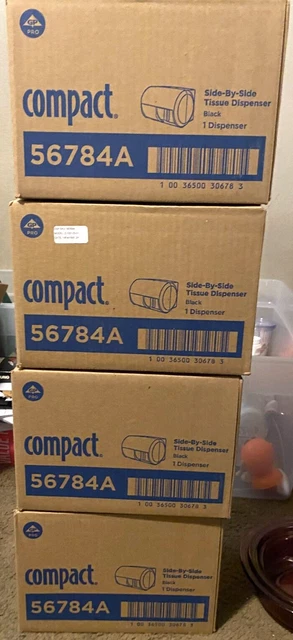 4x NEW GP Pro Compact 2-Roll Side-by-Side Coreless Toilet Paper Dispenser 56784A