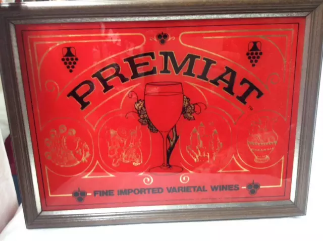 Vntg Premiat fine imported Varietal wine Framed Bar Sign 1970-1980 Romania