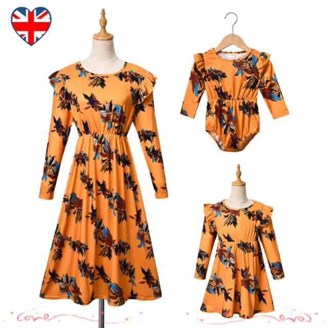 UK Mother And Daughter Floral Clothes Parent-child Dress Matching Family Outfits