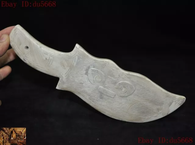 Ancient China Liangzhu Culture Old jade carved hunting tool Knife Pieces statue