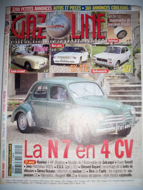 GAZOLINE n°119 - RENAULT 4CV Nationale 7 N7 PANHARD Junior CITROEN BX FIAT 127