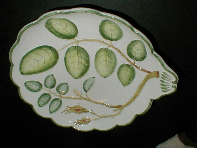 Italian Pottery Ugo Zaccagnini Majolica Rose & Bud Tab Handle Bowl-Italy (loc-1) 2