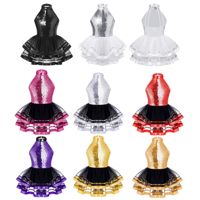 Vêtements De Gymnastique Fille DPois Robe De Patinage Artistique Fille Enfant Strass Justaucorps Danse Fille