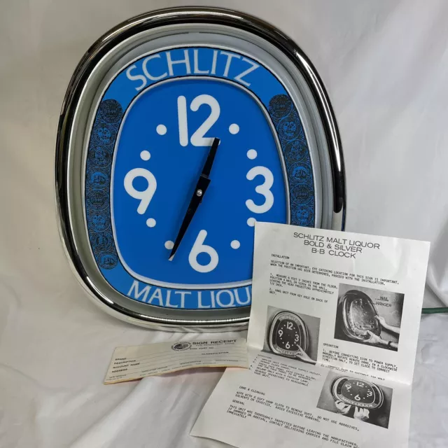 Schlitz Malt Liquor Vintage Bold & Silver B-B Lighted Clock Sign Bar Man Cave Schlitz Malt Liquor Vintage Bold & Silver B-B Lighted Clock Sign Bar Man Cave