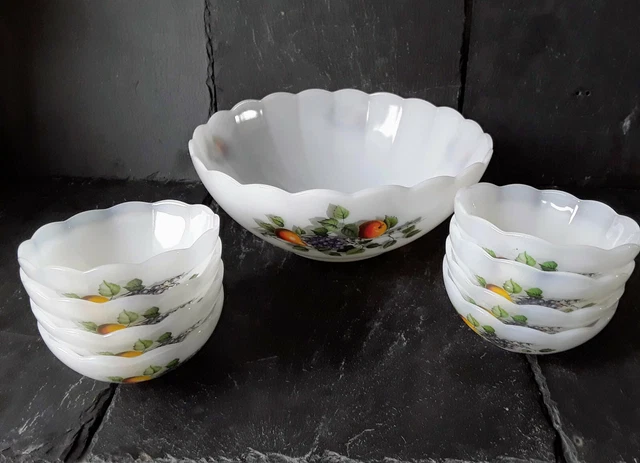 Cocotte Ronde Ancienne Arcopal Vintage, Diamètre 23cm, Décor Fruits, état Correct